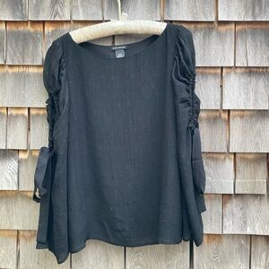 Club Monaco Black 3/4 Sleeve Ruched Blouse
